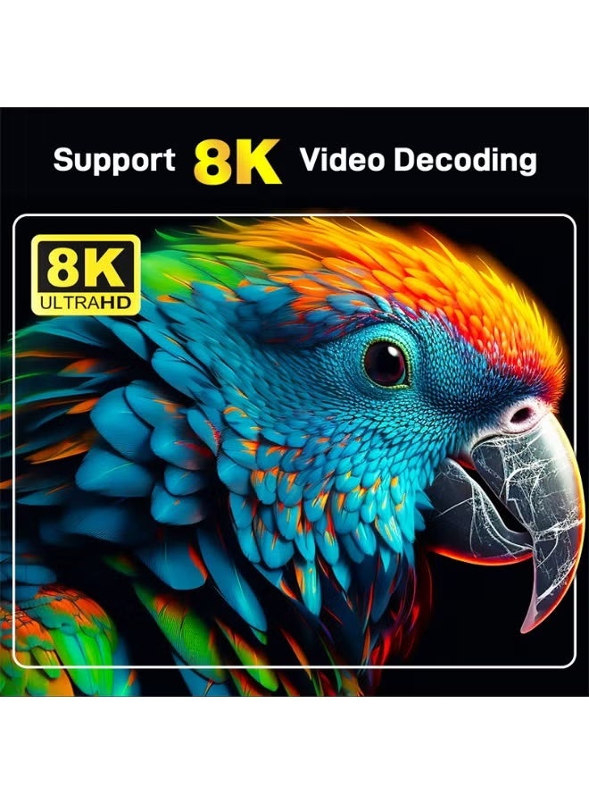 تلفزيون جهاز استقبال تلفزيوني ذكي TV98 ATV بنظام أندرويد 14، يدعم دقة 8K، وترددات 2.4 جيجاهرتز و5 جيجاهرتز، وواي فاي مزدوج، وبلوتوث 5.0، وتقنية HDR10، وجهاز تحكم عن بعد صوتي، ومشغل وسائط Globe H313، وذاكرة 2 جيجابايت + 16 جيجابايت. - Image 4